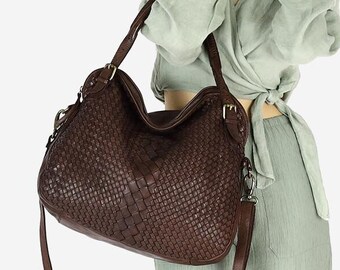 Bolso de cuero marrón, bolso shopper, bolso de mano, bolso de cuero de mujer, bolso de cuero elegante, bolso de Italia, bolso de cuero genuino, bolso de cuero