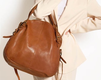 Bolso de cuero marrón, bolso shopper, bolso de mano, bolso de cuero de mujer, bolso de cuero elegante, bolso de Italia, bolso de cuero genuino, bolso de cuero