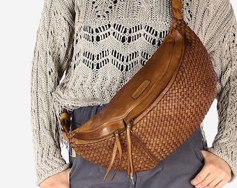 Riñonera de mujer en piel artesanal marrón, Riñonera, Riñonera, Riñonera, Bolso Manos Libres, Estilo Urbano, moda. bolso cruzado, bolso, bolso