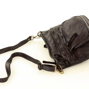 Bolso de cuero mensajero negro: bolso de cuero italiano de lujo, bolso de cuero de primera calidad, bolso de cuero hecho a mano, bolso de cuero, bolsos bandolera imagen 10