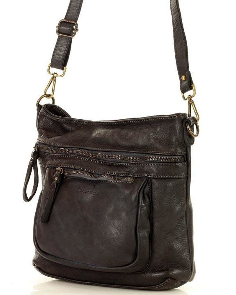 Bolso de cuero mensajero negro: bolso de cuero italiano de lujo, bolso de cuero de primera calidad, bolso de cuero hecho a mano, bolso de cuero, bolsos bandolera imagen 8