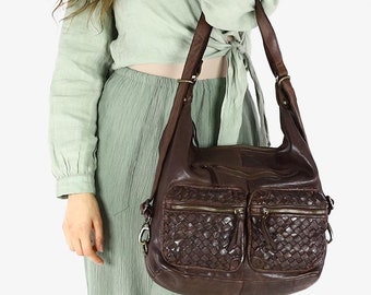 Bolso con mochila cuero natural - marrón chocolate - Estiloso y Elegante / Hecho a mano / Perfecto para el Uso Diario / mochila de cuero