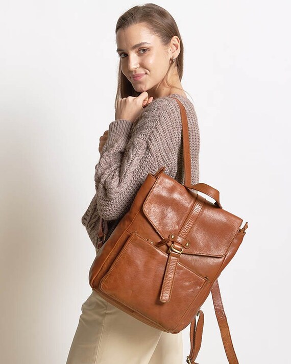 Elegant leather backpack hotsell