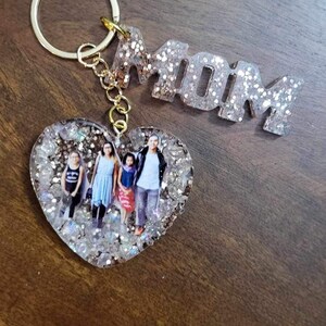 Photo Keychain for Mother’s Day, Kids photos keychain, heart with photos keychain, Mother’s Day gift, combo gift for mothers
