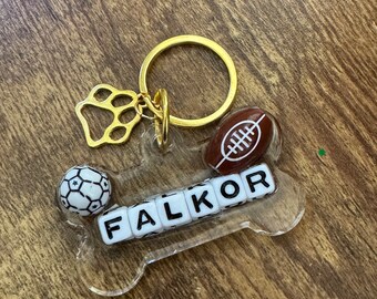 Dog tag, sports dog tag, Cute dog tag, Circle tag, Unique tag, Dog lover, soccer dog tag, football, Gold, Cute gift ideas, fur baby, puppy