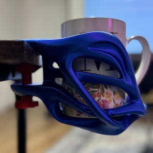 Stylish 3D Printed Mug Holder for Office Desk – Bolt-On Table Cup Holder, Modern Minimalist Drink Mount, Stanley Tumblet Holder, Starbucks