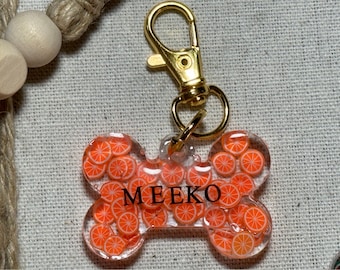 Resin Dog tag, Fruits dog tag, Cute dog tag, Circle tag, Unique tag, Dog lover, Flowers, Resin, Gold, Cute gift ideas, fur baby, puppy
