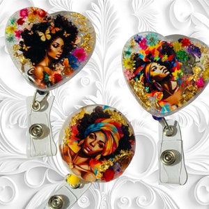 Juneteenth Black, African  American, Nurse, Natural Hair, Locs, Scrubs, Retractable Badge Holder, Black History Month, Black Queen, CNA, LPN