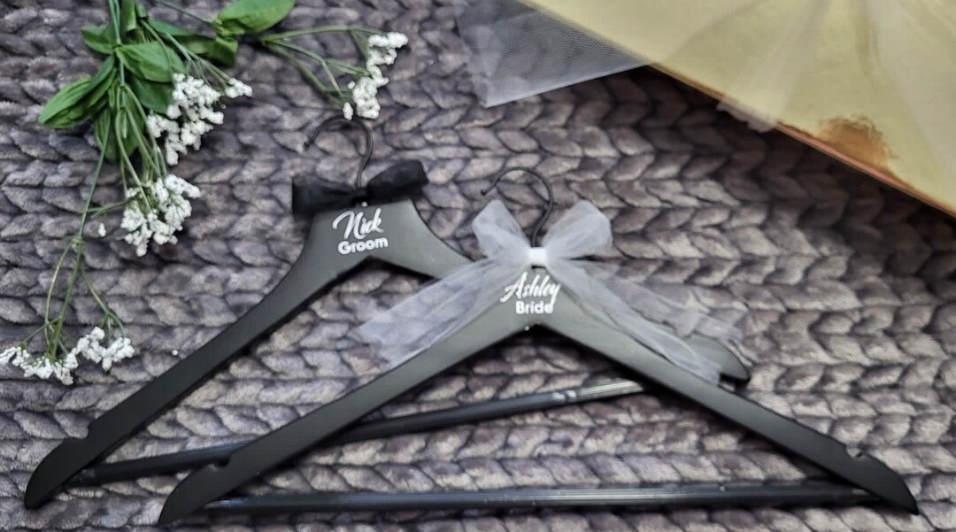 Set of Custom Bride and Groom Hanger Bridal Hanger Groom Etsy