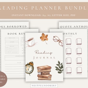 Reading Planning Bundle I Book Reading Planner I Digital Reading Planner I Printable Reading Planner I Reading Journal I Digital Planner