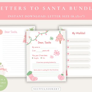 Kid's Letter to Santa Bundle I Brief an Santa I Digitaler Download I Weihnachtswunschliste I Lieber Santa I Druckbar I Santa Buchstabe I Vorlage