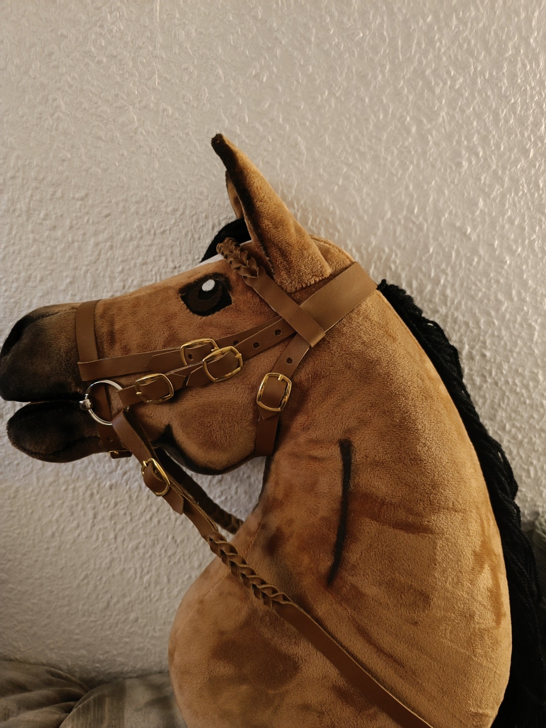 Hobbyhorse Hobby Horse English Bridle Brown Gold Including Reins Etsy