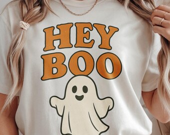 Hey Boo Halloween PNG: Spooky Ghost Clipart, Commercial Use (Digital Download