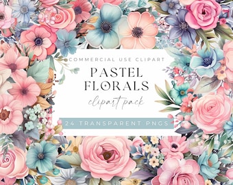 Spring Floral Wreath Clipart, Watercolor Floral Frames, Digital Download for Weddings, Bouquets & Crafting Ideas