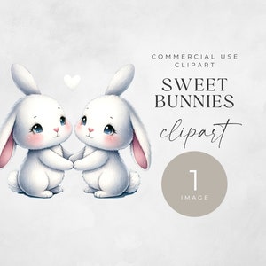 Kaninchen Paar Clipart, EINZELBILD, Valentinstag Tier Paar Clip Art, kommerzielle Nutzung, transparente PNG, Häschen & Herz, Aquarell Kaninchen