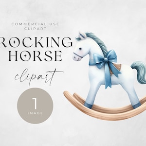 Vintage Rocking Horse Clipart: Baby Shower PNG Graphic (Commercial Use)