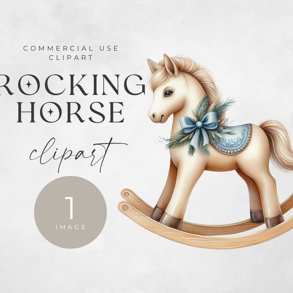 Rocking Horse Clipart, SINGLE IMAGE, Baby Shower Clip Art, Vintage Toy Horse Graphic, Instant Download For Commercial Use, New Baby Png File