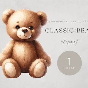 Cute Bear Clipart for Baby Shower Downloadable PNG File, SINGLE IMAGE, For Commercial Use, Transparent Clip Art, Nursery Wall Art