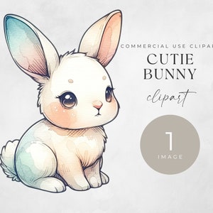 Lapin de Pâques Aquarelle Clipart, IMAGE UNIQUE, Adorable Lapin PNG, Junk Journals, Digital Paper Craft, Spring Clip Art, Woodland Animal