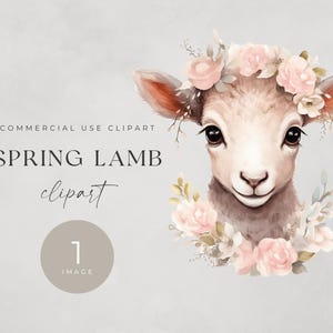 Cute Lamb Clipart, SINGLE IMAGE, Watercolor Sheep PNG, Spring Decor, Easter Graphic, Nursery Art, Digital Download, High Quality Image