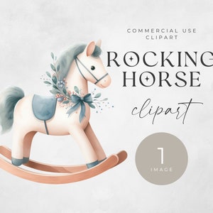 Rocking Horse Clipart, SINGLE IMAGE, Baby Shower Clip Art, Vintage Toy Horse Graphic, Instant Download voor commercieel gebruik, Nieuwe Baby Png-bestand