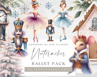 Cascanueces Princesa Clipart, Clip Art de Invierno, Pastel Ballet Clip Art, Bailarina Cuento de Hadas Digital Png, Árbol de Navidad, Hada de Ciruela de Azúcar