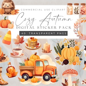 Autumn Watercolor Clipart: Cozy Fall Digital Stickers (PNG, Goodnotes)