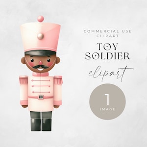 Clipart de quebra-nozes afro-americano, imagem única, soldado de brinquedo rosa, uso comercial, aquarela png, download digital, clipart de feriado fofo
