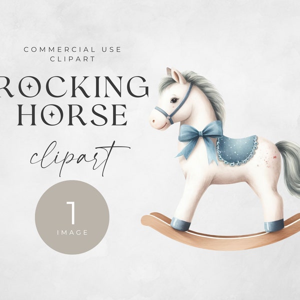 Rocking Horse Clipart, SINGLE IMAGE, Baby Shower Clip Art, Vintage Toy Horse Graphic, Instant Download For Commercial Use, New Baby Png File