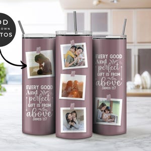 Bibel-Vers-Becher mit Bildern, 20 Unzen Skinny Tumbler Design, christliche Fotosublimation PNG, gerade und konische Optionen, jedes gute Geschenk