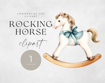 Imágenes prediseñadas de caballo mecedora, IMAGEN ÚNICA, Clip Art de baby shower, gráfico de caballo de juguete vintage, descarga instantánea para uso comercial, nuevo archivo Png para bebé