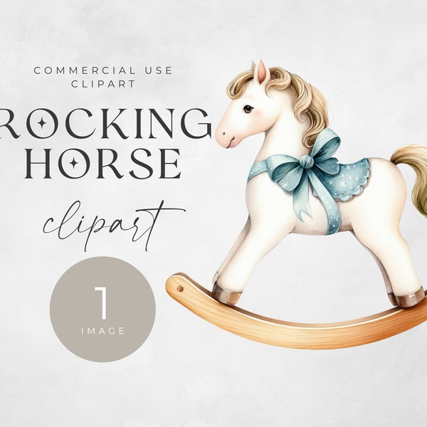 Rocking Horse Clipart, SINGLE IMAGE, Baby Shower Clip Art, Vintage Toy Horse Graphic, Instant Download For Commercial Use, New Baby Png File