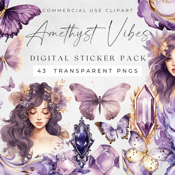 ästhetik Digitale Aufkleber, Aquarell Schmetterling Planner Stickers, Amethyst Boho, Purple Fantasy, Goodnotes & Notable, Onenote iPad