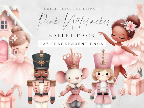 Pink Nutcracker Ballet Clipart, Winter Clipart, Pastel Ballet Clip Art, Commercial Use Christmas Ballerina Png, Mouse King, Sugar Plum Fairy