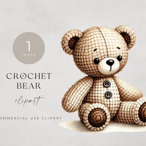 Clipart ours grincheux, une seule image, pour un usage commercial, PNG transparents, ours en peluche au crochet, téléchargement numérique, art mural pour chambre d'enfant, mignon tricot