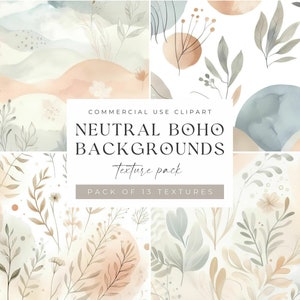 Pacchetto texture Boho Digital Papers, Colore naturale, Diario spazzatura, Carta di design hippie, Uso commerciale, Sfondi Boho, Stampe Groovy