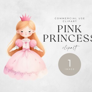 Watercolor Pink Princess Clipart: Fantasy Single Image (Digital Download)