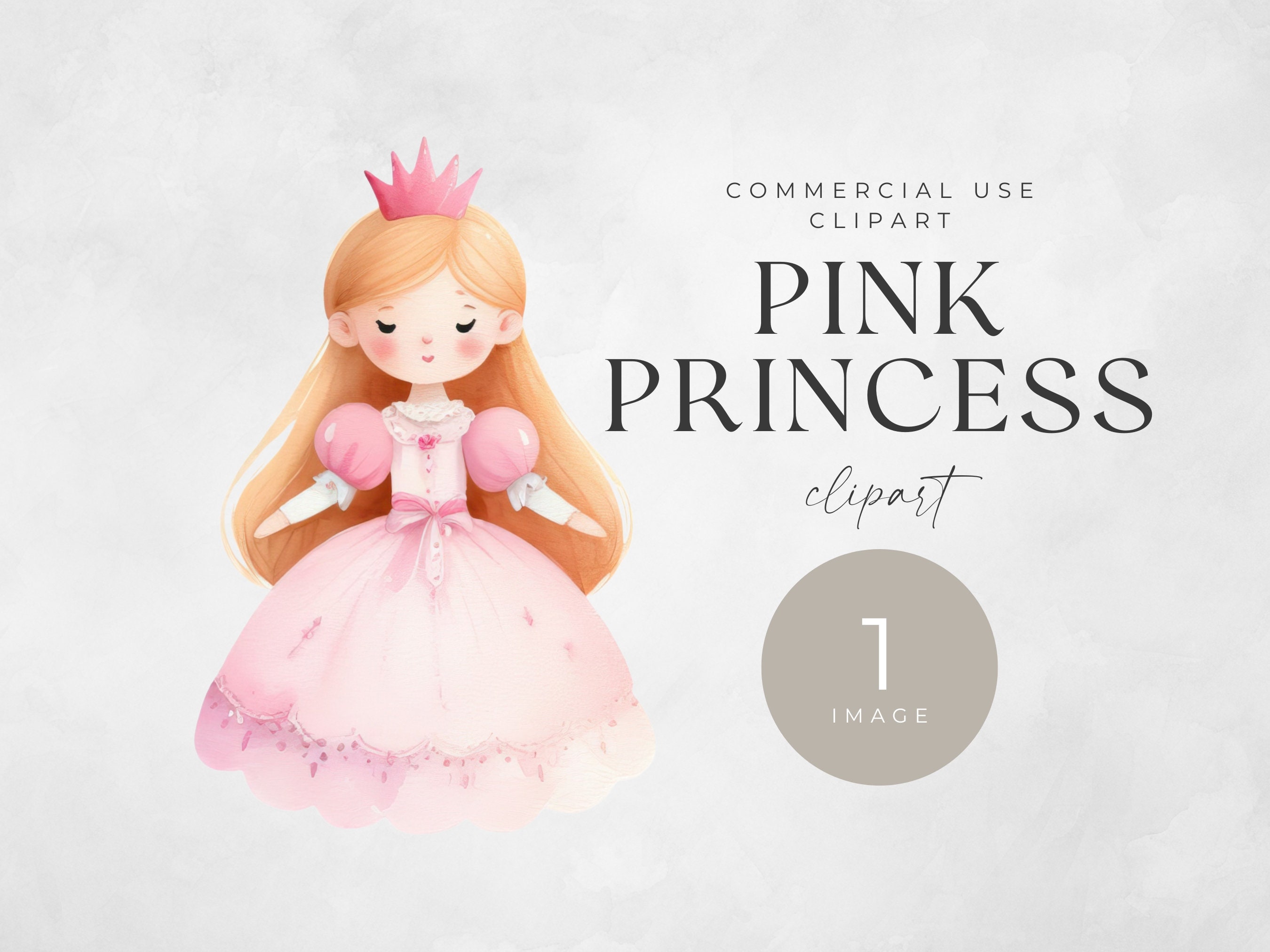 Fairytale Princess Clipart SINGLE IMAGE Fantasy Pink Full - Etsy