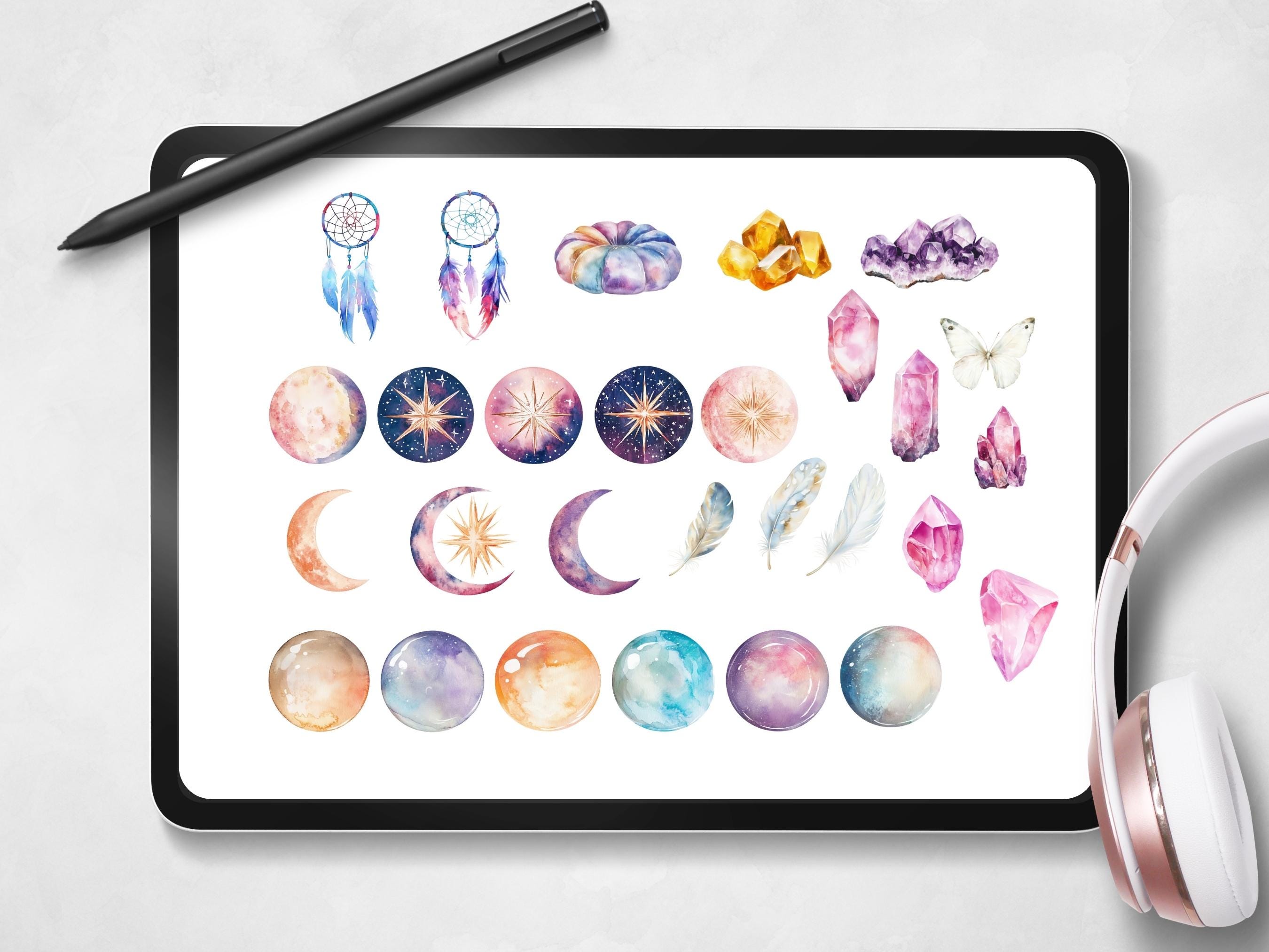Sun and Moon Digital Sticker Pack: Boho Goodnotes Stickers (instant ...