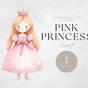 Watercolor Pink Princess Clipart: Fairytale Fantasy (Digital Download)