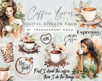 Goodnotes Stickers Coffee, Pre-Cropped PNG Files, Cute Aesthetic Planner Stickers, Goodnotes & Notablity, Coffee Addicted, Coffee Lover