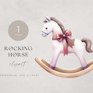 Vintage Rocking Horse Clipart: Baby Shower PNG Graphic (Commercial Use)