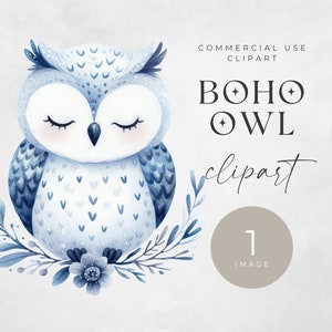Clipart hibou hiver, image unique aquarelle chouette des neiges, clipart, décoration de chambre d'enfant, neige numérique Png mignon, usage commercial animaux de l'Arctique