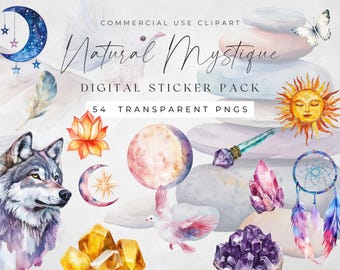 Sun and Moon Digital Sticker Pack: Boho Goodnotes Stickers (Instant Download)