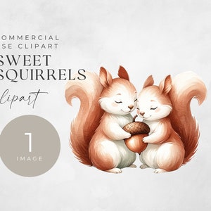 バレンタイン動物カップル クリップアート、単一画像、水彩リス クリップアート、商用利用、透明 PNG、森の動物、ペーパークラフト