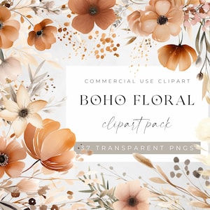 Herbe de la pampa et fleurs des cliparts, téléchargement immédiat pour un usage commercial, fichier PNG élégant bohème fleur, faire-part de mariage floral bohème