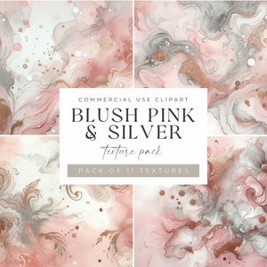 Alcohol Ink Texture Clipart, Blush Silver Abstract Painting Clip Art, Digital Scrapbook Paper, Watercolor Textures, Liquid Ink Backgrounds