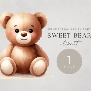 Cute Bear Clipart for Baby Shower Downloadable PNG File, SINGLE IMAGE, For Commercial Use, Transparent Clip Art, Nursery Wall Art