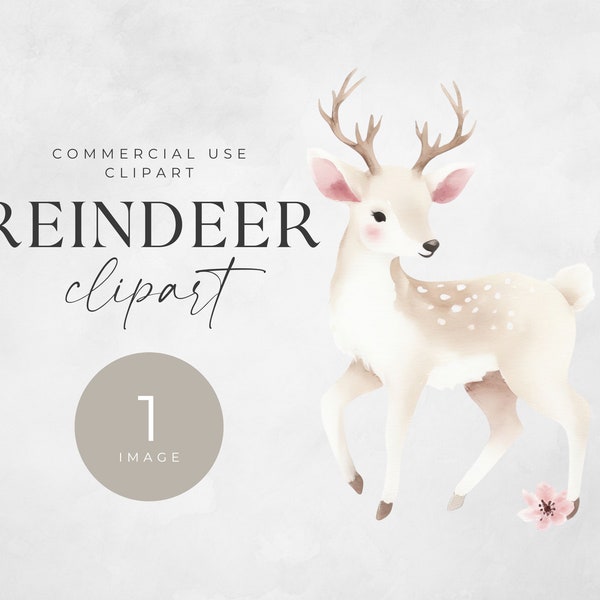 Reindeer Clipart Watercolor High Quality, SINGLE IMAGE, Pretty Deer, Digital Paper, Card Making, Junk Journal, 300 Dpi Transparent Pngs