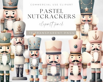 Pastel Christmas Nutcracker Clipart: Holiday PNGs (Commercial Use, Instant Download)